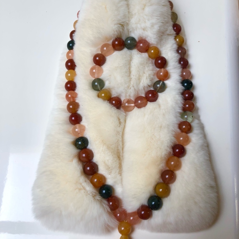 11.5mm Natural rabbit hair crystal colorful bracelet